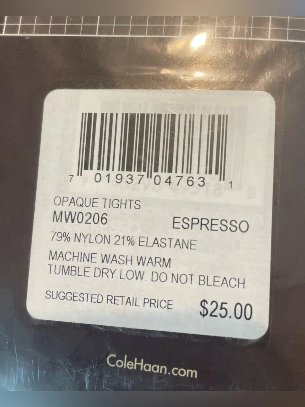 Cole Haan Women’s Luxury Microfiber Tights Espresso Size S/M